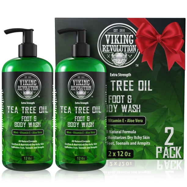 Gel de baño Viking Revolution con aceite de árbol de té para hombre, paquete de 2