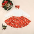 thumbnail image 4 of Xingqing 2 Pcs Robe de Noël pour Bébé Fille Imprimé Cerf Manches Longues Col Rond Bandeau Noué, 4 of 8
