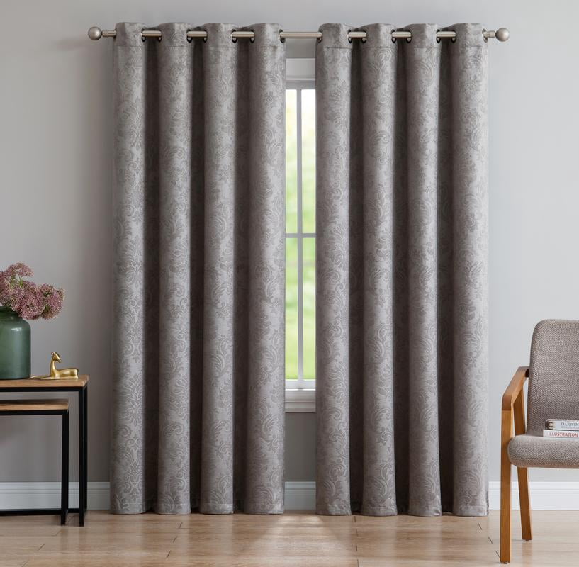 Evelyn Embossed Thermal Grommet Blackout Curtain Room Darkening, Noise
