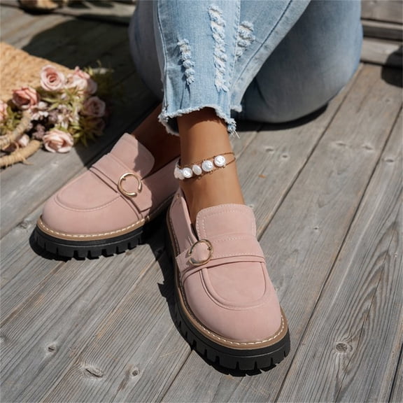 Womens Loafers Shoes Platform Chunky Loafer for Women Lug Sole Comfortable Slip On Work Office Business Casual Dress Shoes Fall Winter Dressy Suede Low Heels Walking Fashion Loafers