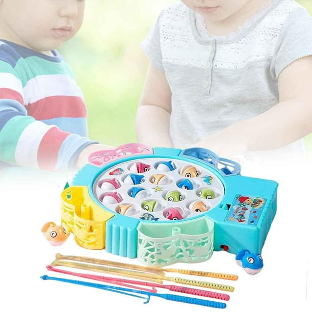 Fishing Game Toy Set with Rotating Board Includes 4 Fishing Poles