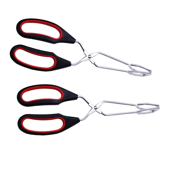 Pinzas de tijera de acero inoxidable con mango de silicona de plástico ideal para cocinar alimentos cocinar hornear barbacoa asar a la parrilla 9 ½ pulgadas (2 piezas) Adepaton SNFLD612