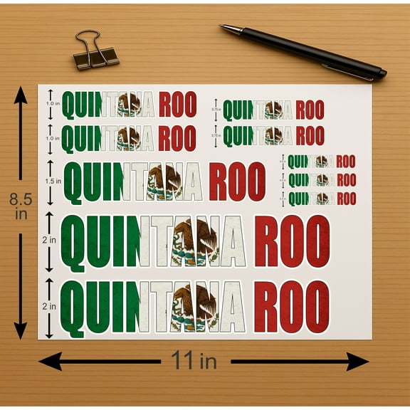 Quintana Roo Mexico Flag Letters Vinyl Sticker Decal Set – Full Color, Laminated , Weatherproof – for Cars, Laptops, Toolboxes, Coolers, and More