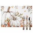 thumbnail image 2 of Thanksgiving Beige Pumpkin Placemats Set of 4 Fall Fallen Leaves Flower Heat Insulated Linen Place Mats, Washable Stain-Proof Table Mats for Dining Tables Holiday Decor 13x19inch, 2 of 9