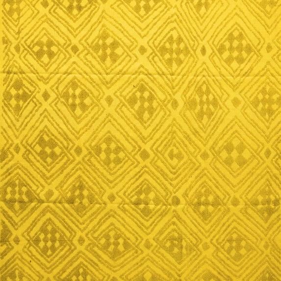 Ahgly Company Indoor Square Abstract Yellow Modern Area Rugs, 7' Square