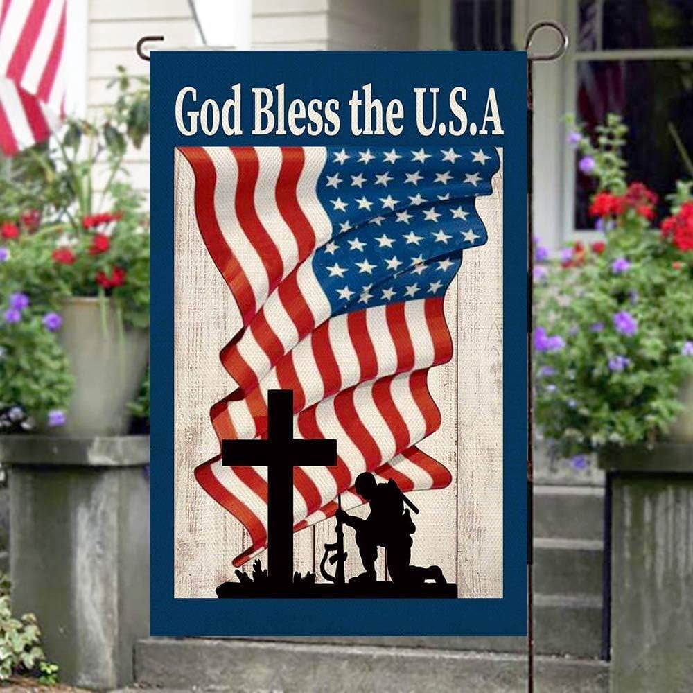 4th of July Patriotic House Flag God Bless America Memorial Day Double Sided Garden Flag Independence Day Large House Yard Flag Outdoor Outside Holiday Decoration 28 X 40 Inch