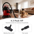 thumbnail image 6 of 5 Gallon Wet Dry Vac, 4.3 Peak HP 3 in 1 Shop Vacuum with Blower & Variable Speed, for Car Floor Upholstery Gap Cleaning – Red, 6 of 12