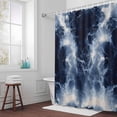 thumbnail image 3 of Ocean Waves Bathroom Shower Curtain, Dark Blue Sea Modern Waterproof Washable Soft Bath Curtain for Bathtub Decor with 12 Hooks&Grommet, 54x78 Inch, 3 of 9