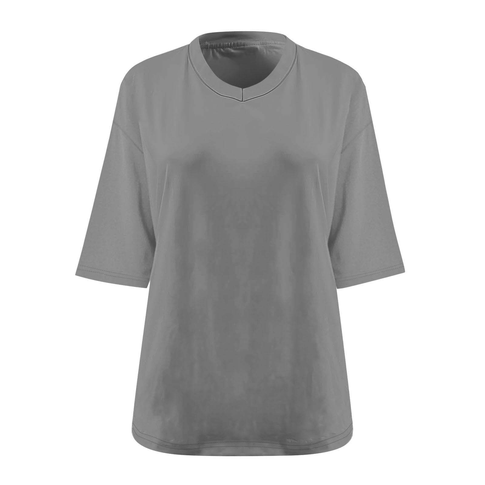 3/4 Sleeve Tops for Women Plus Size XL-5X V Neck T Shirts Womens Casual Solid Color Loose Pullover Breathable Basic Athletic Workout Tees Top