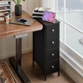 thumbnail image 6 of Narrow Storage Cabinet, Dresser with 4 Drawers, Slim Fabric Dresser Storage Tower for Small Spaces, Black Dresser with Steel Frame, Wood Top, for Bedroom, Bathroom, Laundry, Closet, 6 of 16