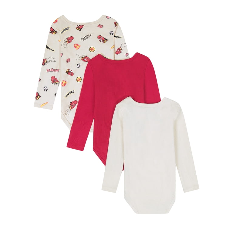 Disney Pixar Cars Baby Long Sleeve Bodysuit, 3-Pack photo 2