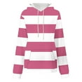 thumbnail image 4 of Blmnix Pink Womens Sweatshirt Work Pocket Striped Plus Size Womens Tops Hooded Hoodie Long Sleeve Tops, 4 of 4
