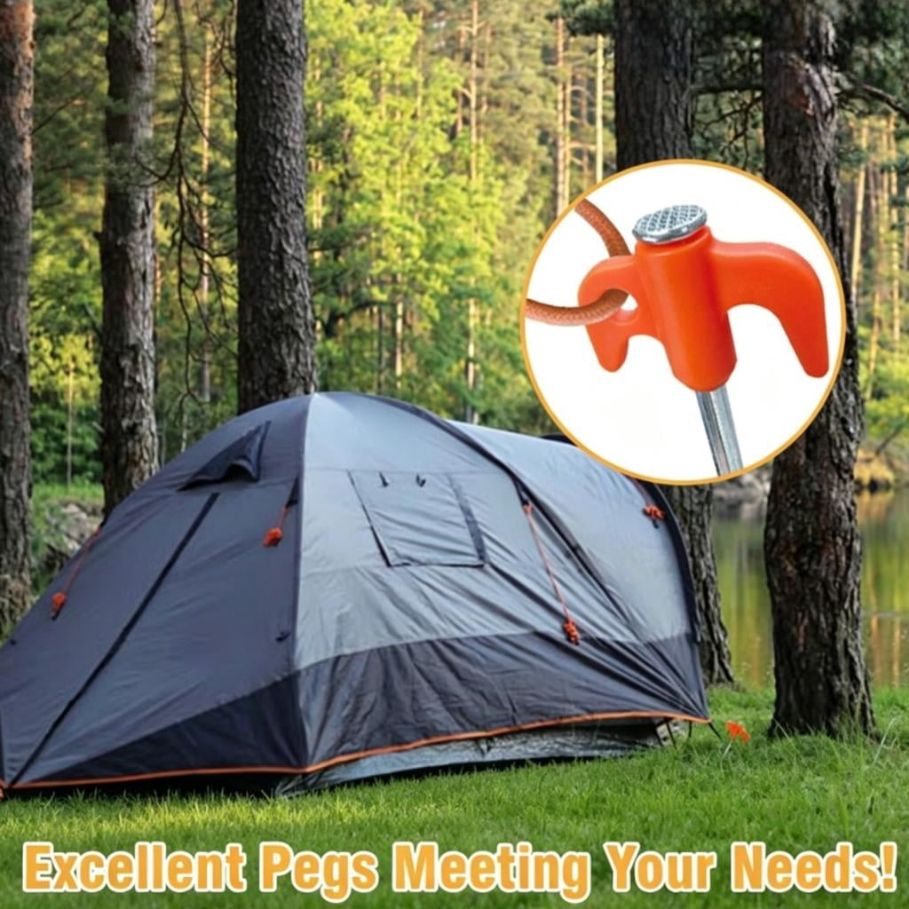 Long Camping Tent Stake Carbon Steel Canopy Stakes Spikes Heavy Duty Tents Peg Wind-proof Lengthened Tent Ground Peg