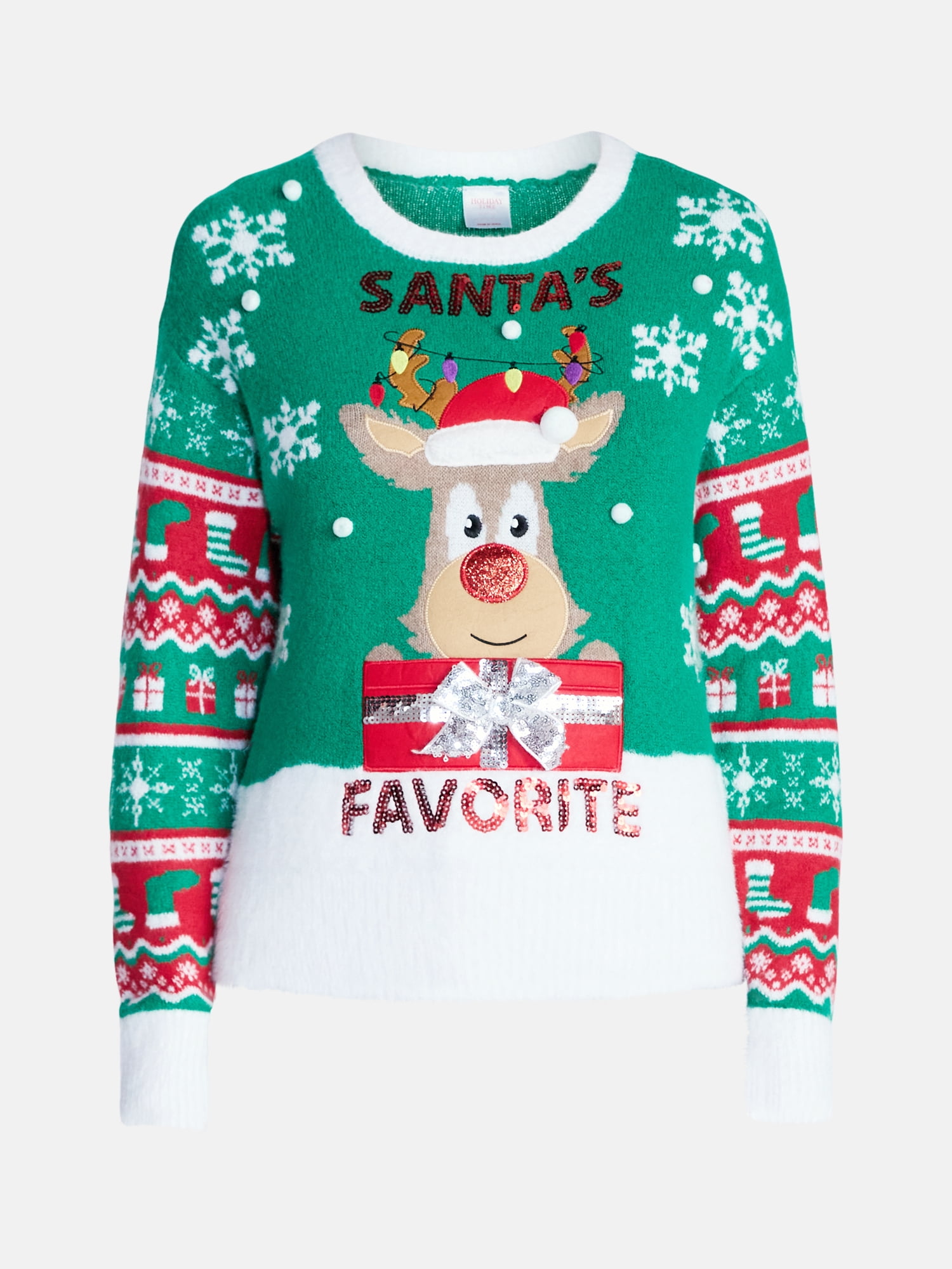 Holiday Time Women's and Women's Plus Christmas Sweater, Midweight, Sizes XXS-4X