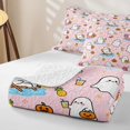 thumbnail image 4 of Feelyou Kawaii Ghost Twin Quilt Set, Happy Halloween Pumpkin Twin Coverlet Set, Pink Orange, 2-Piece, 1 Comforter and 1 Pillowcase, 4 of 7