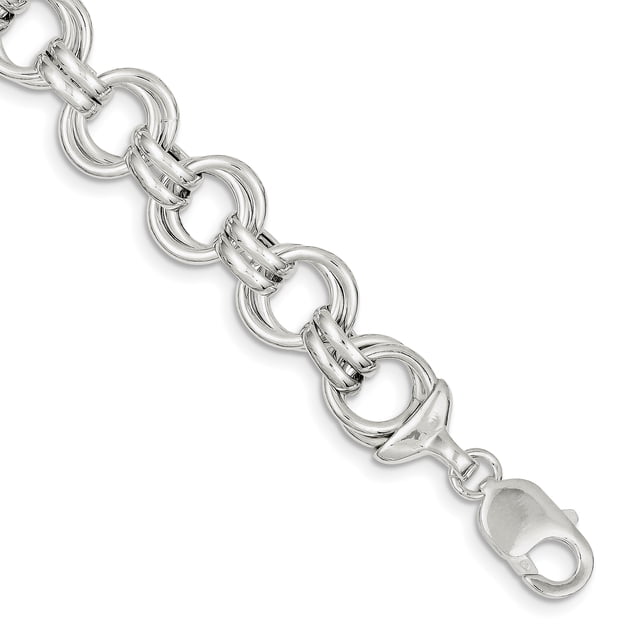 Sterling Silver Fancy Link Bracelet (Weight: 12.12 Grams, Length: 7.5 Inches)