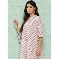 thumbnail image 6 of Janasya Women's White Cotton Floral Printed Gathered Dress, 6 of 7