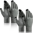 thumbnail image 2 of PMVFHDE 2 Pairs Upgraded Unisex Winter Color-Block Touchscreen Gloves, for Running Driving Travel Cozy Gloves Grey，One Size, 2 of 8