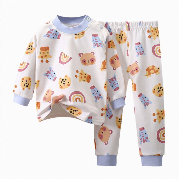 Linfrsh Kids Toddler Boys Girls Halloween Pajamas Animal Truck Rabbit Buddy Pajamas Halloween Gift Sleepwear Pjs Set 3M-6Y (Light Blue,6-12 Months)