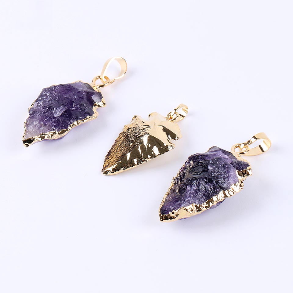 Purple Rock Crystal Quartz Arrowhead 