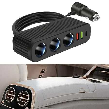 

RANMEI 3 In 1 Car Charger Adapter 120W Plug And Play Splitter Pd For Qc3.0 Dual Usb