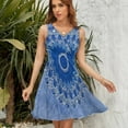 thumbnail image 7 of Blue Circle Floral Mandala Texture Sleeveless Dress Women Summer Evening Dresses Ladies Sundress, 7 of 7