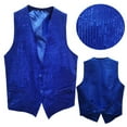 thumbnail image 6 of FINALGANG Men's Sequin Suit Vest Vintage Sleeveless Solid Color Waistcoat Button Front Slim Fit Gilet For Performance Formal Dress Wear Soft Top, 6 of 6
