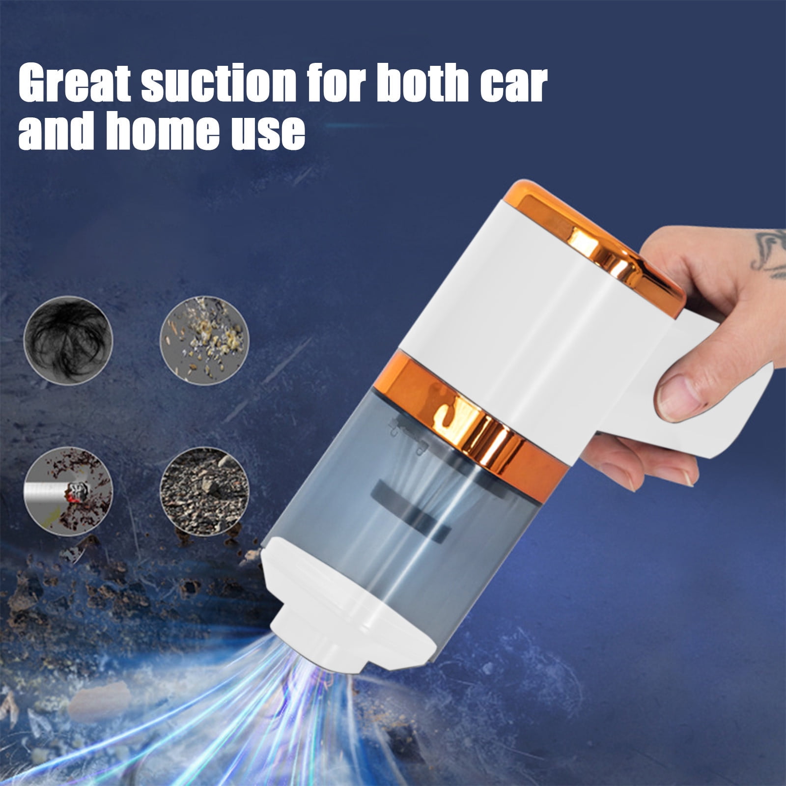 Cordless Car Vacuum, Powerful Suction for Crevices and Keyboard, 4000mAh Battery, Lightweight, USB Rechargeable, with Nozzle and Brush