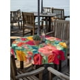 thumbnail image 2 of Outdoor Tablecloth with Umbrella Hole for Patio/Picnic/Party/Camping, Bohemia Floral Waterproof Table Cloth Round Cover Washable, Modern Rustic Poppies Flower Leaves Watercolor (Dia 60"), 2 of 9