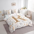 thumbnail image 3 of Homewish Initial Letter R 7pcs Bedding Comforter Set,Cute Country Flower Queen Bedding Sets,Gold White Queen Sheet Sets For Girl,Breathable Bedroom Decoration Reversible, 3 of 8