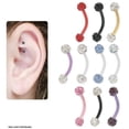 thumbnail image 1 of Titanium Curved Rook Earring with Cz Jewels, 1 of 4