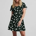 thumbnail image 6 of Hvot&aat Womens Summer Dress Floral Print Casual Short Sleeve Dress with Pockets A-Line Swing Dress for Beach or Daily Wear, 6 of 7