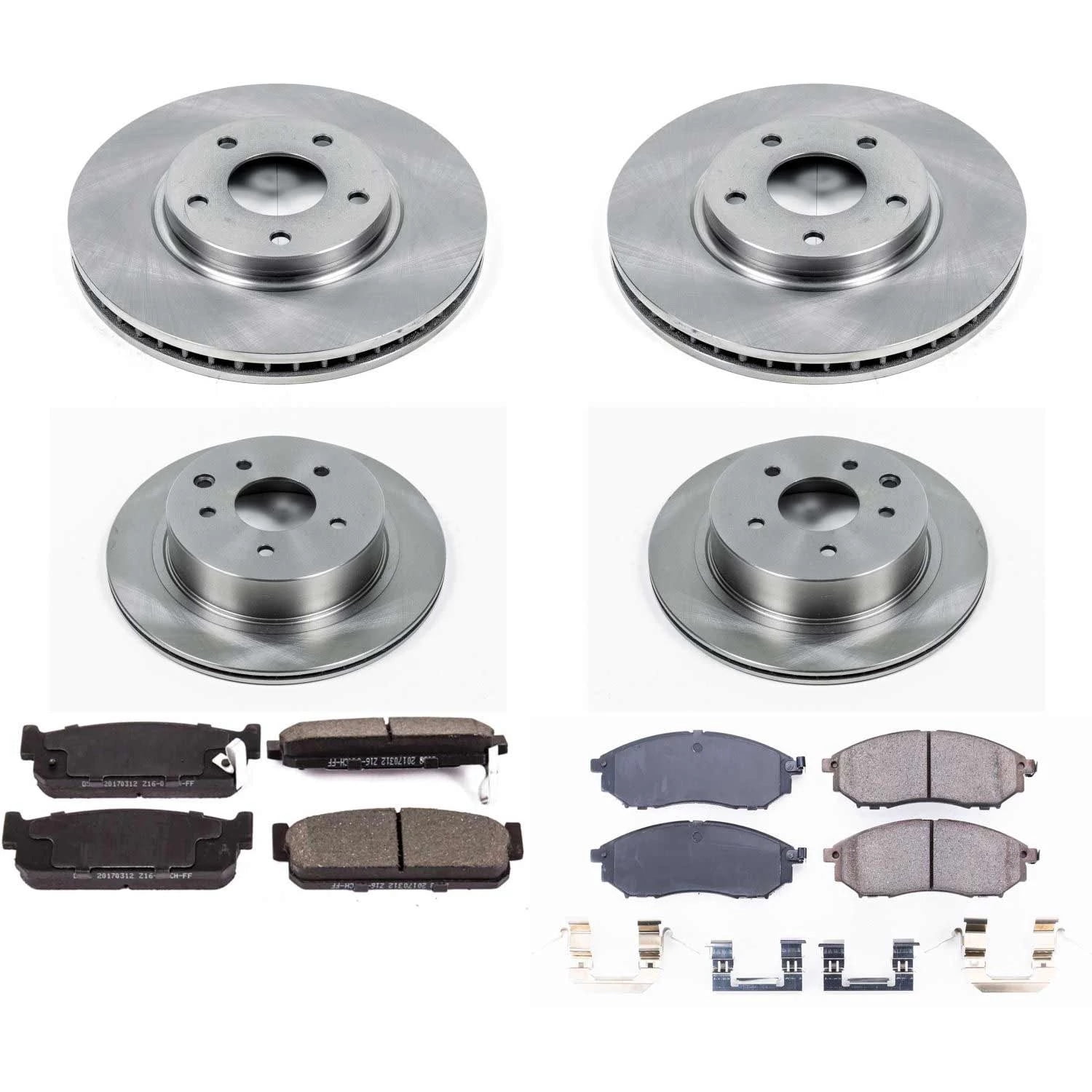 Power Stop Front and Rear Stock Replacement Brake Pad and Rotor Kit KOE4313