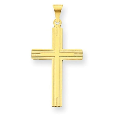 14k Yellow Gold Engravable Latin Cross Pendant