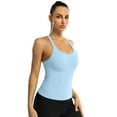 thumbnail image 4 of Sociala Women's Round Neck Ribbed Tank Tops Racerback Stretch Camis With Shelf Bra, 4 of 5