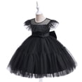 thumbnail image 2 of Ketyyh-chn99 Robe pour Filles Robe Tutu pour Tout-Petits Robe d'Été en Maille Contrastée Robes de Fête Taille Mignonne pour 5-6 Ans, Noir, 2 of 6