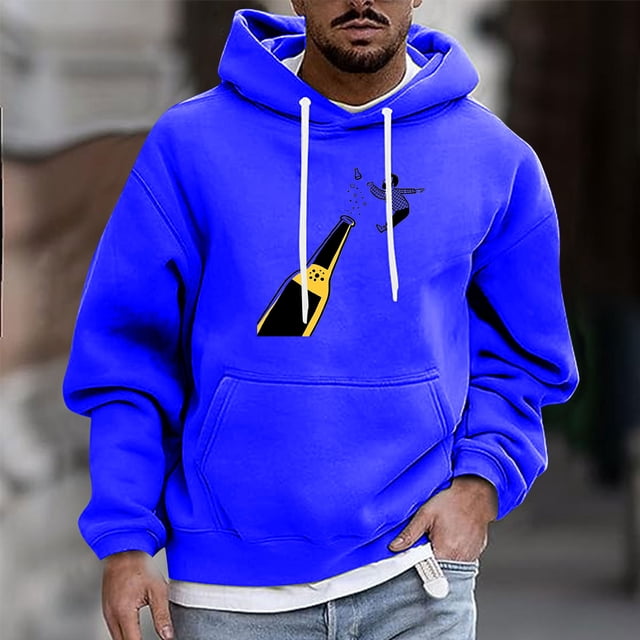 Sudadera con capucha para hombre, estilo casual, con cuello redondo, estampado, manga larga, blusa de poliéster