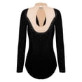 thumbnail image 4 of Zaldita Womens Glittery Gymnastics Latin Dance Leotard Sheer Mesh Keyhole Ballet Bodysuits Top Black XXL, 4 of 6