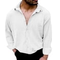thumbnail image 4 of Yaoyar Men's Summer Breathable Solid Crinkle Texture Camp Collar Button Front Long Sleeve Lightweight Casual Shirt, 4 of 7
