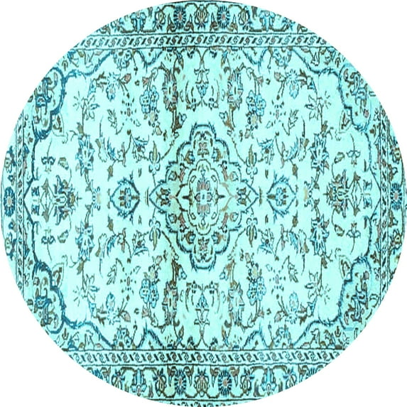 Ahgly Company Indoor Round Persian Light Blue Traditional Area Rugs, 6' Round