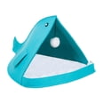 thumbnail image 3 of Cama cueva de fieltro para gatos, cama ligera para gatos, casa divertida de fieltro para mascotas, suministros para perros Azul, 3 of 9