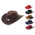 thumbnail image 2 of New Ethnic Style Western Cowboy Hat Women‘s Wool Jazz Cap, 2 of 7