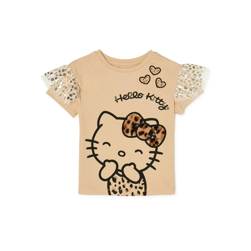 Garanimals Garanimals Girls Hello Kitty Leopard Print Ruffle Sleeve T