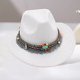 thumbnail image 2 of SRZYMJ Women's Felt Fedora Hat Wide Brim Panama Hats with Tassel, 2 of 3