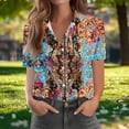 thumbnail image 2 of Tnhcen Women's Casual Loose Fit Short Sleeve Button Up Shirt with Random Color Block Print, Retro Boho Style Collared Top in Sizes S-2XL, 2 of 7
