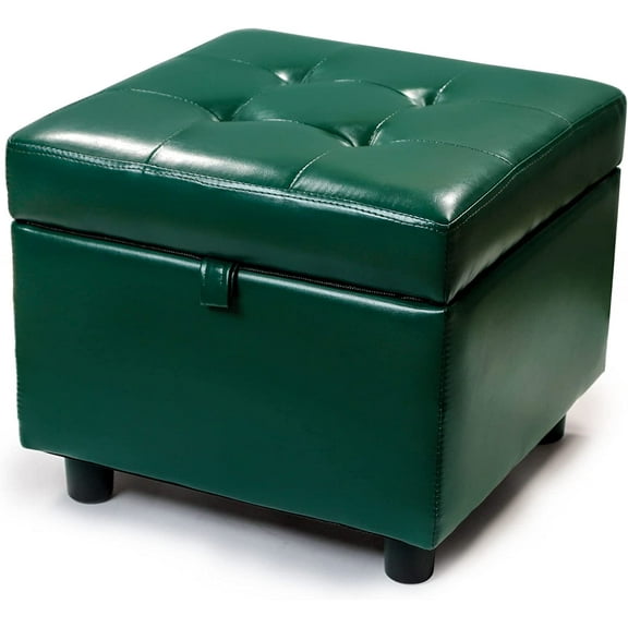 H&B Luxuries Tufted Leather Square Flip Top Storage Ottoman Cube Foot Rest-ST-SOPUDKG8