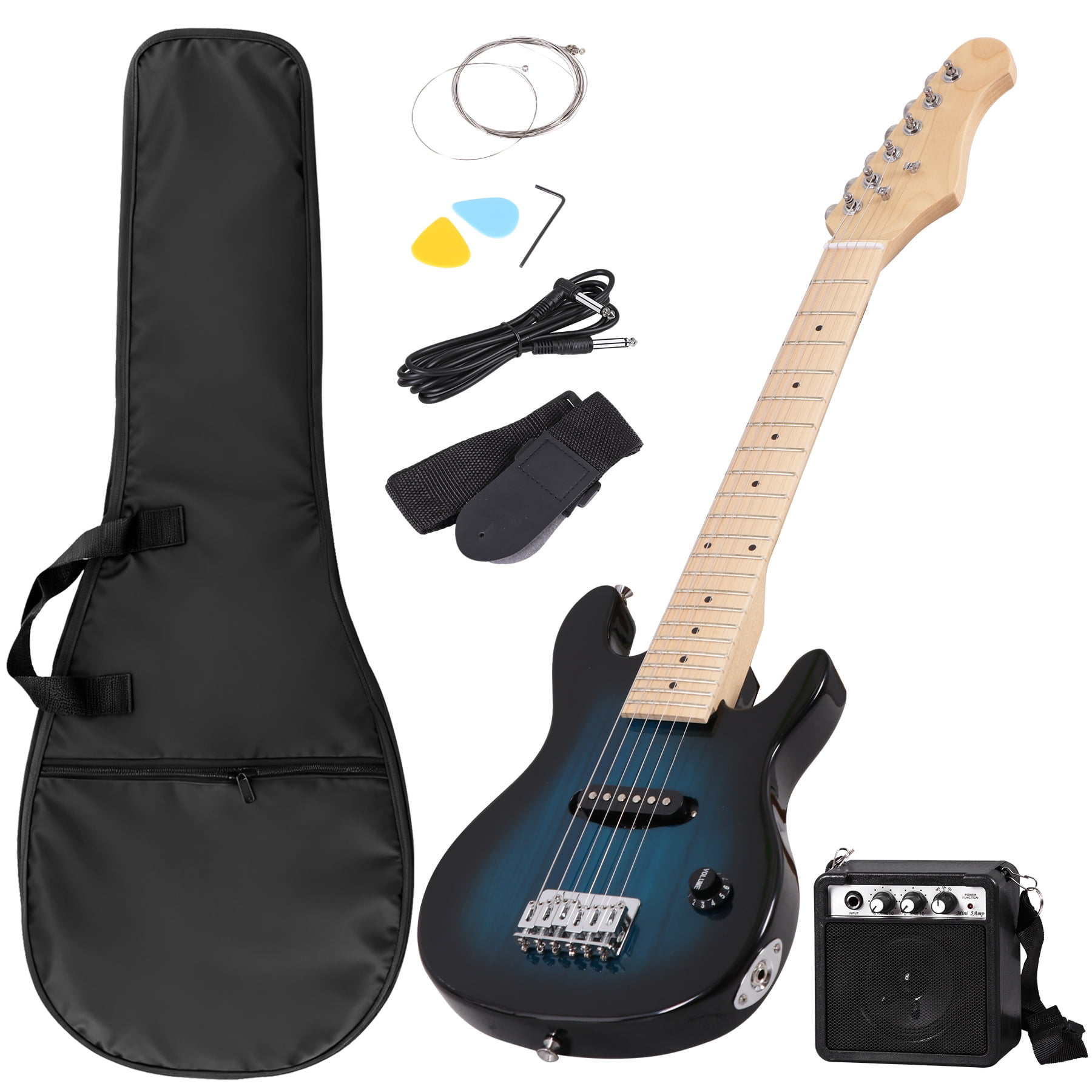 ZenSports 30-inch Kids Electric Beginner Guitar 3/4 Size W/Amp & Accessories Pack, Right-Handed Blue
