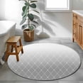 thumbnail image 3 of Round Rugs 4Ft, Gray Ombre Round Area Rug Washable Indoor Throw Carpet, Modern Geometric Abstract Rhombus Striped Soft Non Slip Circle Rug for Kitchen Nursery Room Home Decor Aesthetic, 3 of 8