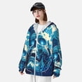 thumbnail image 3 of Fotbe Abstract Blue Skull Chaqueta con Protección Solar UPF 50+ para Hombre y Mujer, Camisa con Capucha y Bolsillos-Large, 3 of 7