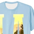 thumbnail image 5 of ibuvkizy Men Graphic T-Shirts Short Sleeve Crew Neck Casual Letter Print Sports Fitness Summer Beach Hawaiian Vintage Shirts Light Blue,M, 5 of 5